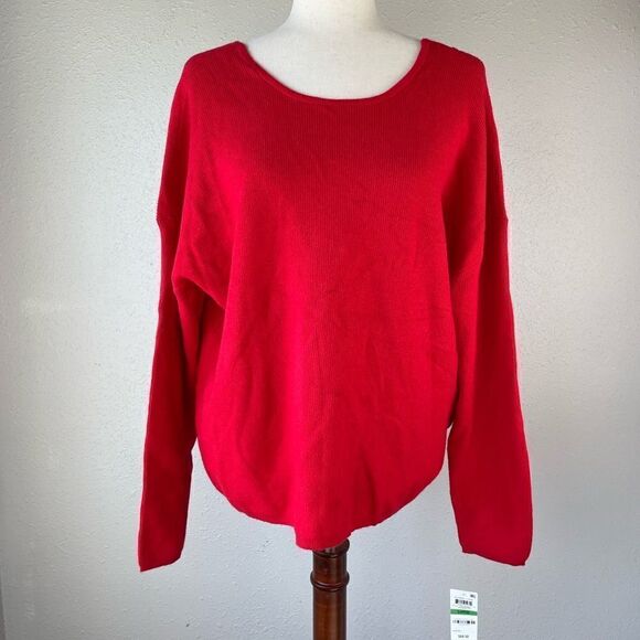 NWT Maison Jules Red Sweater Top Size L - Picture 1 of 8